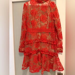 NICHOLAS Red Lace Kids Dress
